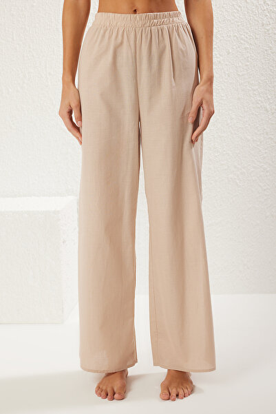 Trendyol Collection Beige Beach Set - Woven Shirt and Pants Tbess25Au00007