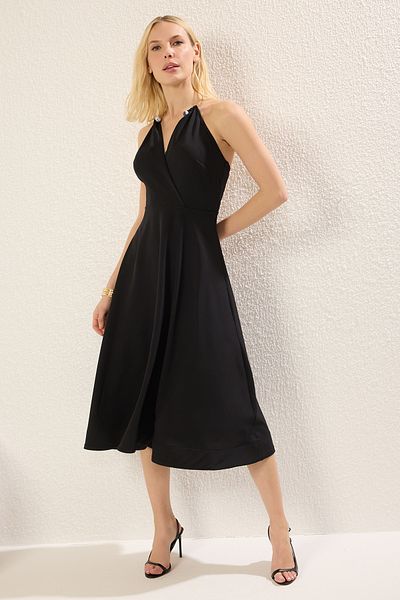 Trendyol Collection Black Detachable Neck Accessory Woven Dress Tprss25El00030