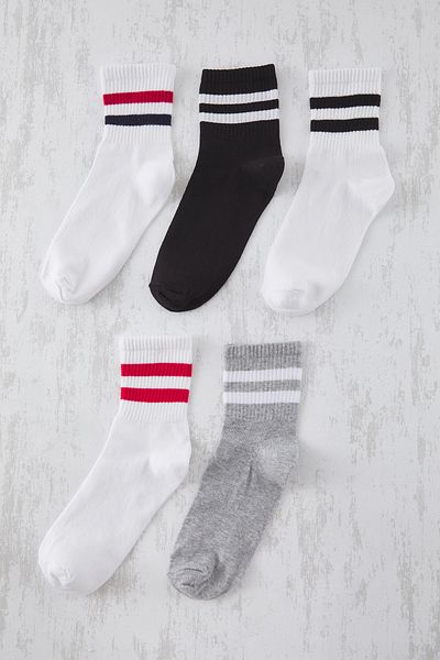 Trendyol Collection Weiß-Mehrfarbige 5er-Pack gestreifte College-Socken TMNAW20CO0008