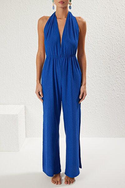 Trendyol Collection Overal Saks*001 s rovným páskem a uvolněným tkaným materiálem 99% polyester, 1% elastan