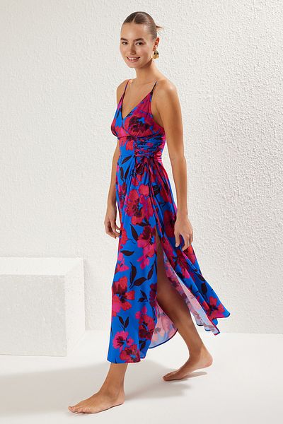 Trendyol Collection Maxi-Strandkleid mit Blumendruck und Blumenmuster TBESS24EL00098