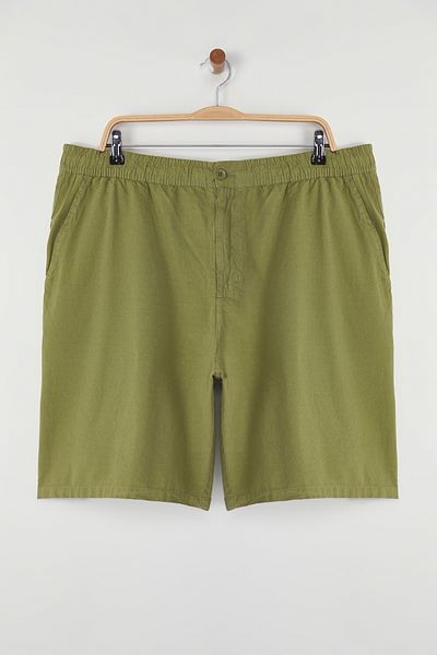 Trendyol Collection Plus Size Khaki Loose Fit Baumwollshorts – Schnürung TMNSS23SR00056