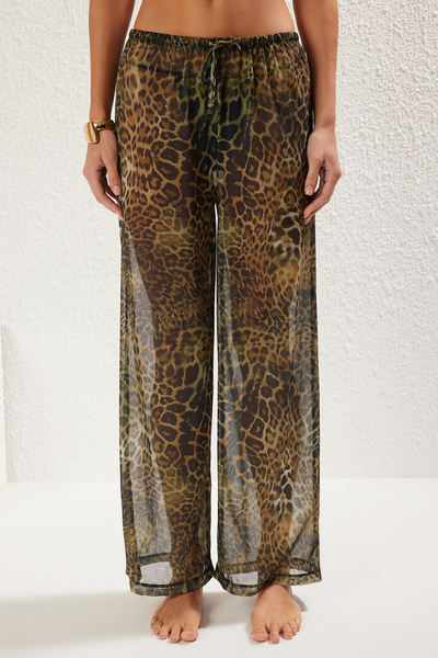 Trendyol Collection Leopard Print Knitted Sheer Pants Tbess25Pl00002