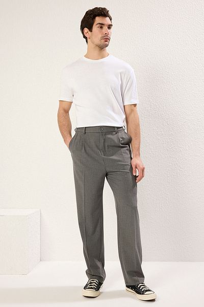 Trendyol Collection Gray Wideleg Baggy Comfortable Fit Woven Fabric Pants Tmnss25Pl00009