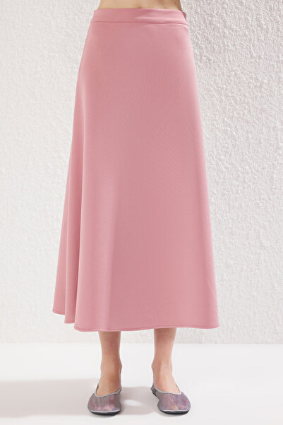 Trendyol Collection Rózsaszín vonalú/harangvágású Midi szoknya TWOSS25ET00043