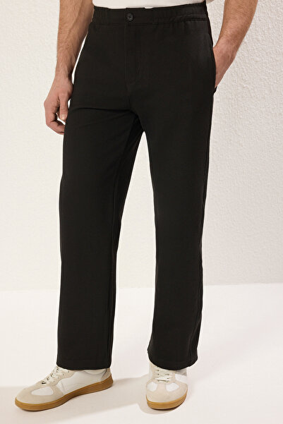 Trendyol Collection Μαύρο ίσιο πλεκτό άνετο παντελόνι TMNSS25PL00012