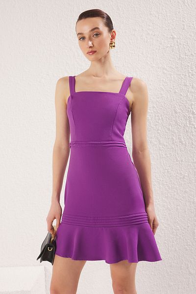 Trendyol Collection Μωβ Απλό Μίνι Υφαντό Φόρεμα TWOSS20EL2504