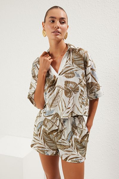 Trendyol Collection Tropical Blouse and Pants Set - Tbess25Au00013
