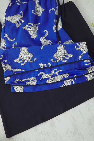 Trendyol Curve Saks Tiger Pattern Ribbed Knitted Pajamas Set Tbbss25Ai00034