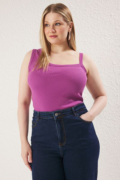 Trendyol Curve Lila Asymmetrischer Kragen Gestrickte Unterhemden TBBSS25CV00009