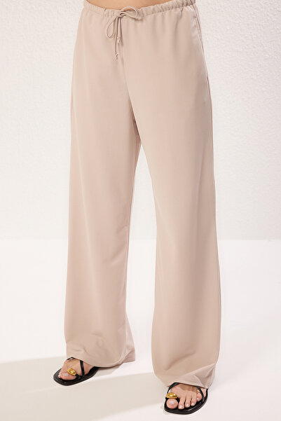 Trendyol Collection Stretchy Knitted Trousers with Stone Straight Lacing Detail Twoss25Pl00072
