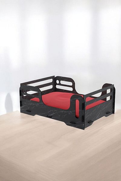 Evene Large Cat Bed Decorative Wooden Durable Black Marble Color Model 4