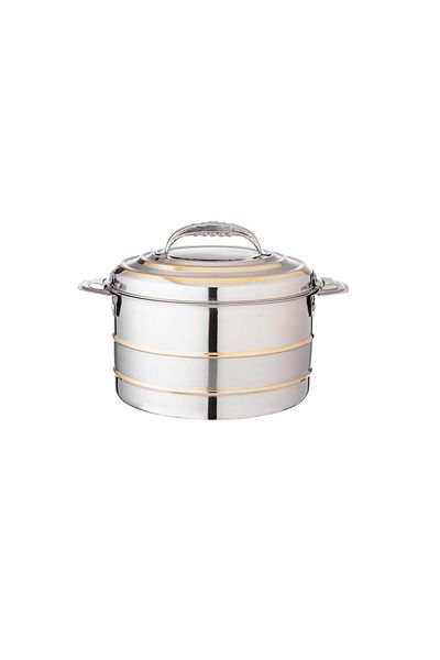 Dania Athena food container, steel and gold, 2 liters, made in India