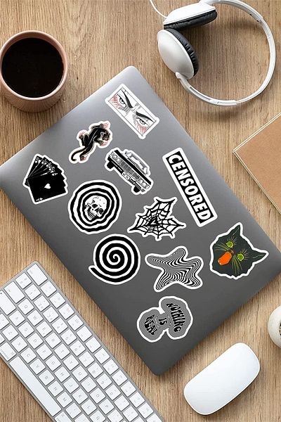 AR Sticker Set de autocolante pentru tabletă pentru laptop, notebook, negru Vsco 3
