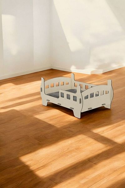 Evene Wooden Durable Decorative Large Cat Bed - Light Oak Color Crib Bed Model