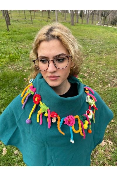 Madame Lucid Stamp Fabric Handmade Colorful Ponchos