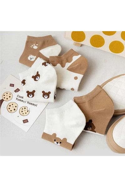 Asçelik Set of 5 Cute Bear Women's Socks