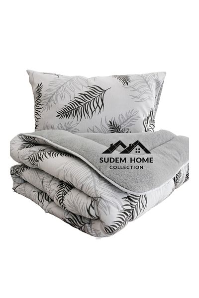 Sudem Home Collection Gray Feather Single, Diagnostic Fuel Feather Peluso Welsoft Quilt and Pillow Case