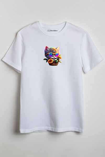 Merch&ice Šarena korpa ukrašena mačka Štampano unisex T-shirt