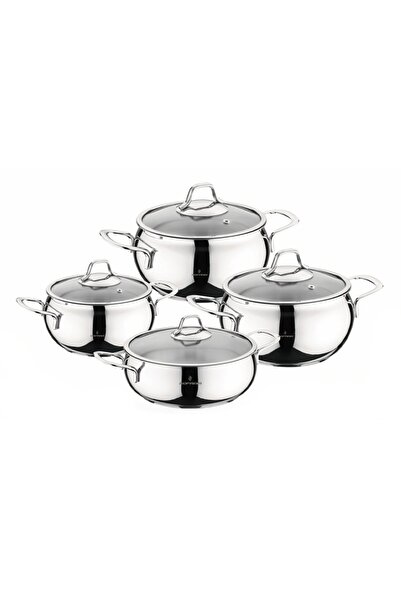 Sofram طقم أواني طهي من الستانلس ستيل 18/10 المقاوم للصدأ مكون من 8 قطع