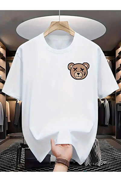 Karatopak Μπλουζάκι με στάμπα καφέ αρκουδάκι Unisex Oversize Crew Neck