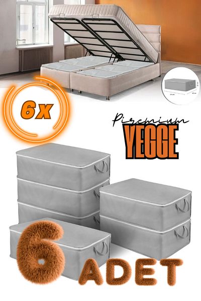 Purple Home 6 Pcs Anthracite Gray under Base - 64X45X22 cm Large Size under Base and Sofa Bed Storage