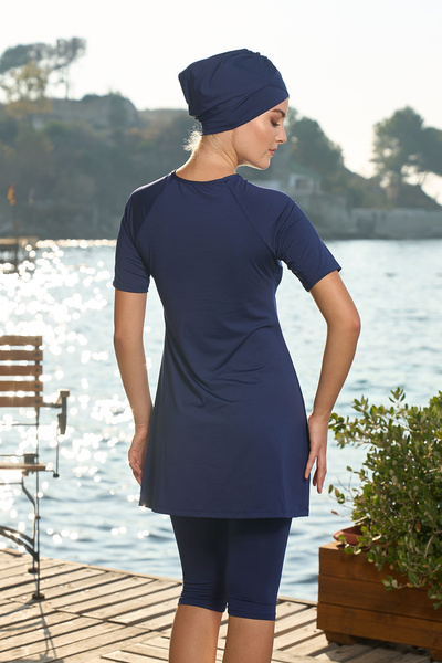 REMSA Μπλε Navy κοντομάνικο ημικαλυμμένο μαγιό - 24824