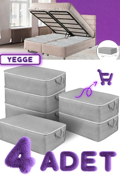 Purple Home 4 Pcs Anthracite Gray under Base - 64X45X22 cm Large Size under Base and Sofa Bed Storage Storage Storage Storage