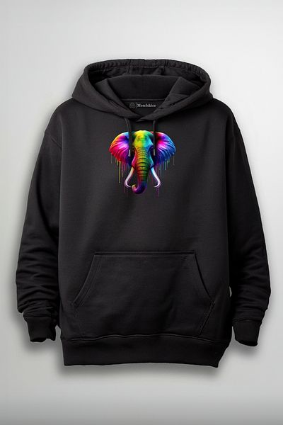 Merch&ice Hanorac unisex cu imprimeu elefant colorat