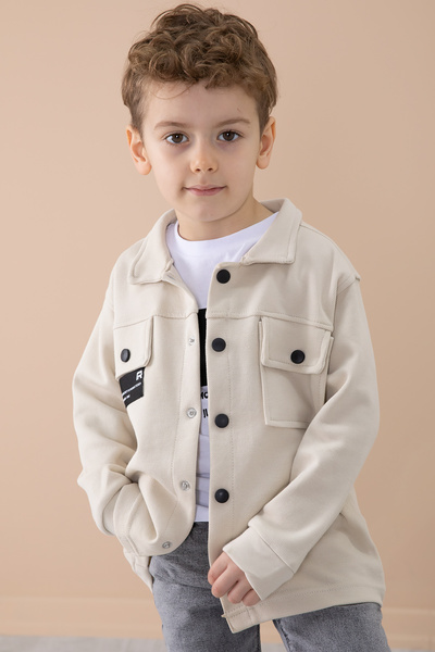 Cansın Mini Cream Pocket Flap Shirt and Jean Pants Boy's 3 Piece Set 20292