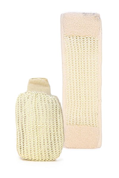 Kifi Natural Sisal Pouch Set Back and Gloves