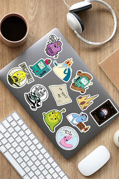AR Sticker مجموعة ملصقات للكمبيوتر المحمول والكمبيوتر المحمول مكونة من 4 قطع من Adventure Time