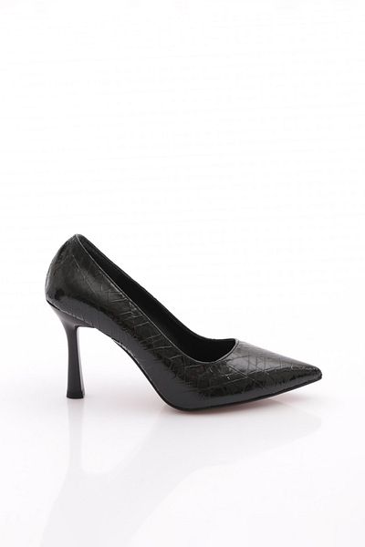 DGN Pantofi de damă cu toc cu model negru 2110162621