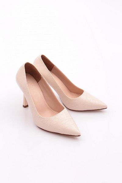 DGN Pantofi de damă cu toc înalt cu model bej 2110162621