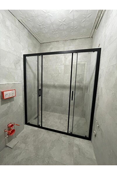 KARMADUŞ Karmaduş Duşakabin Ön Cephe giriş, 5mm Şeffaf Temperli Cam, Siyah Al...