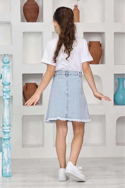 yns coolstar Sezon NOU BUTONE BUTONE fustă din denim cu ciucuri și pantaloni scurți Set 2 piese