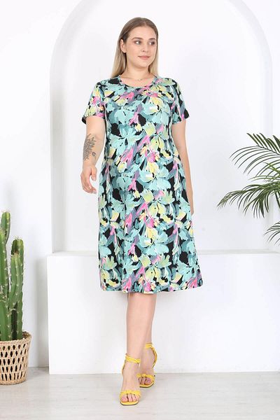Mooi XXL Green Floral Midi Dress - Women's, Watercolor Pattern