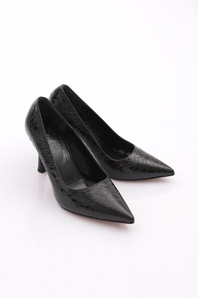 DGN Pantofi de damă cu toc cu model negru 2110162621