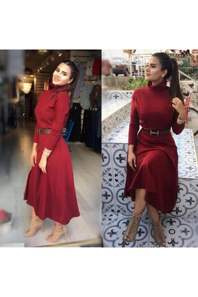 JANES Rochie lungă din acrilic cu mânecă lungă pentru femei