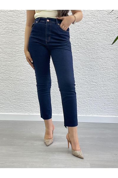 MELEK ARAZ Dark Blue Boy Fit Cut Jean Trousers
