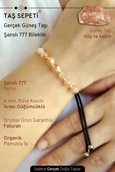 TAŞ SEPETİ سلسلة 777 Lucky - سوار من أحجار الشمس الحقيقية للجنسين