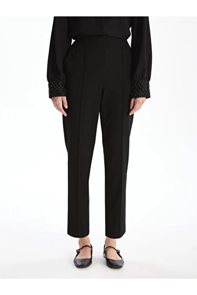 LC Waikiki LCWAIKIKI Classic Siyah Beli Lastikli Kadın Cigarette Pantolon T T