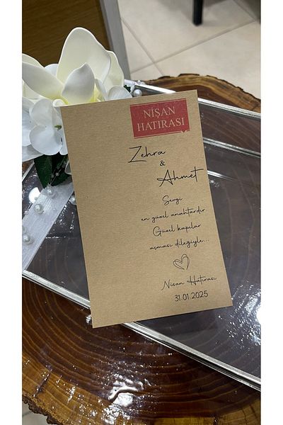 ARLetikettasarım Suvenir de logodnă Card Kraft, Invitație 9,5x15 cm 49 buc