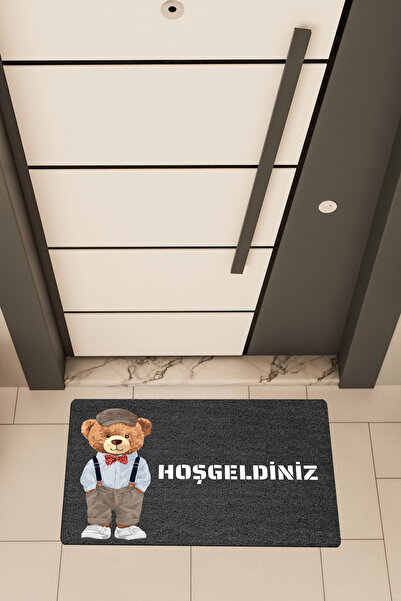 Dormot Home Висококачествен цифров печат, черен, изтривалка с мотив на мече