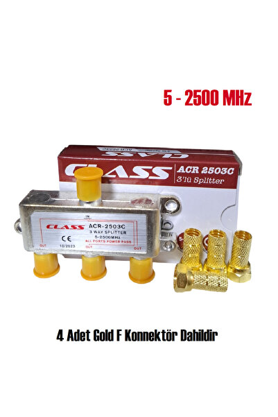 Vwin 3 lü Uydu Bölücü Splitter Anten Çoklayıcı Class ACR-2503C + 4 Gold F Kon...