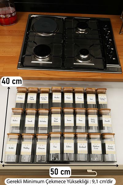 color house 300ml Borosilicate (Glass) Seasoning Jar with 24 Bamboo Lids and 6 Organizer Stands (Black)