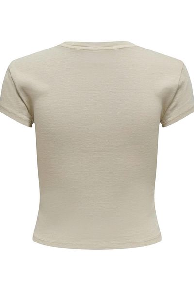 ONLY ONLELINA S/S TOP_SCURT CU GÂTUL O-NECK JRS NOOS AÇIK BEJ