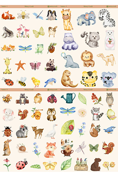 MirayDesign Set de 4 autocolante cu tematică natură, 12*17 cm