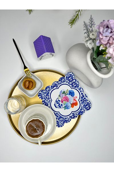 decofav Χαρτοπετσέτα κοκτέιλ με μοτίβο πλακιδίων κομμένο με λέιζερ - 1 τεμάχιο