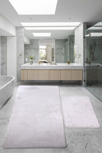 Dokumacıoğlu Relax Grey Large Size (80x150 + 50x80 cm) Σετ 2 χαλιών μπάνιου Χαλιά μπάνιου με αντιολισθητική βάση